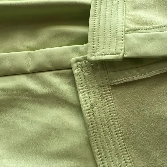 NWT House of Harlow 1960 Lime Green Vegan Leather Midi Shirt Dress Size Medium - Picture 10 of 16